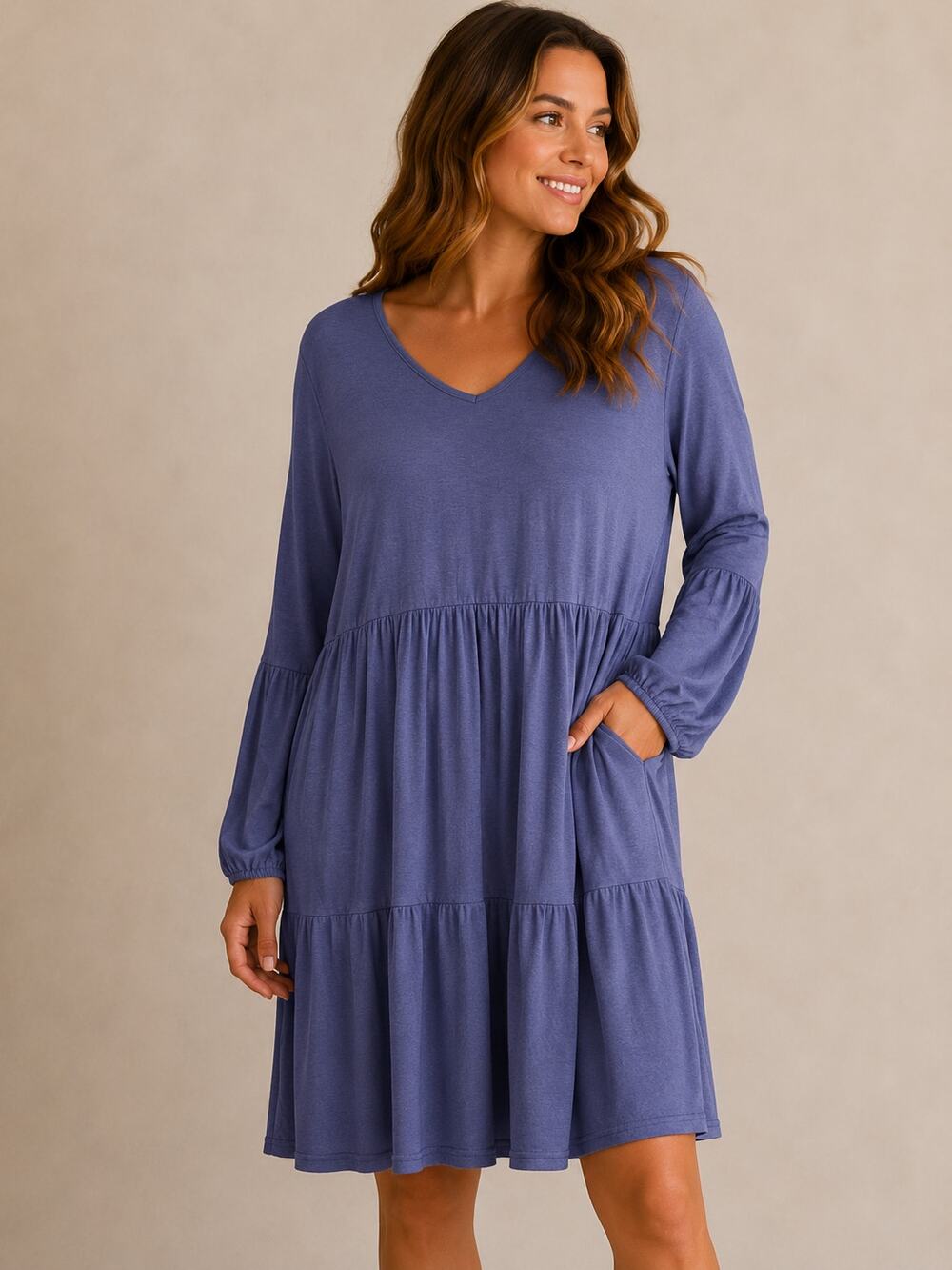 Sherosa Blue Tiered Mini Dress Size Large